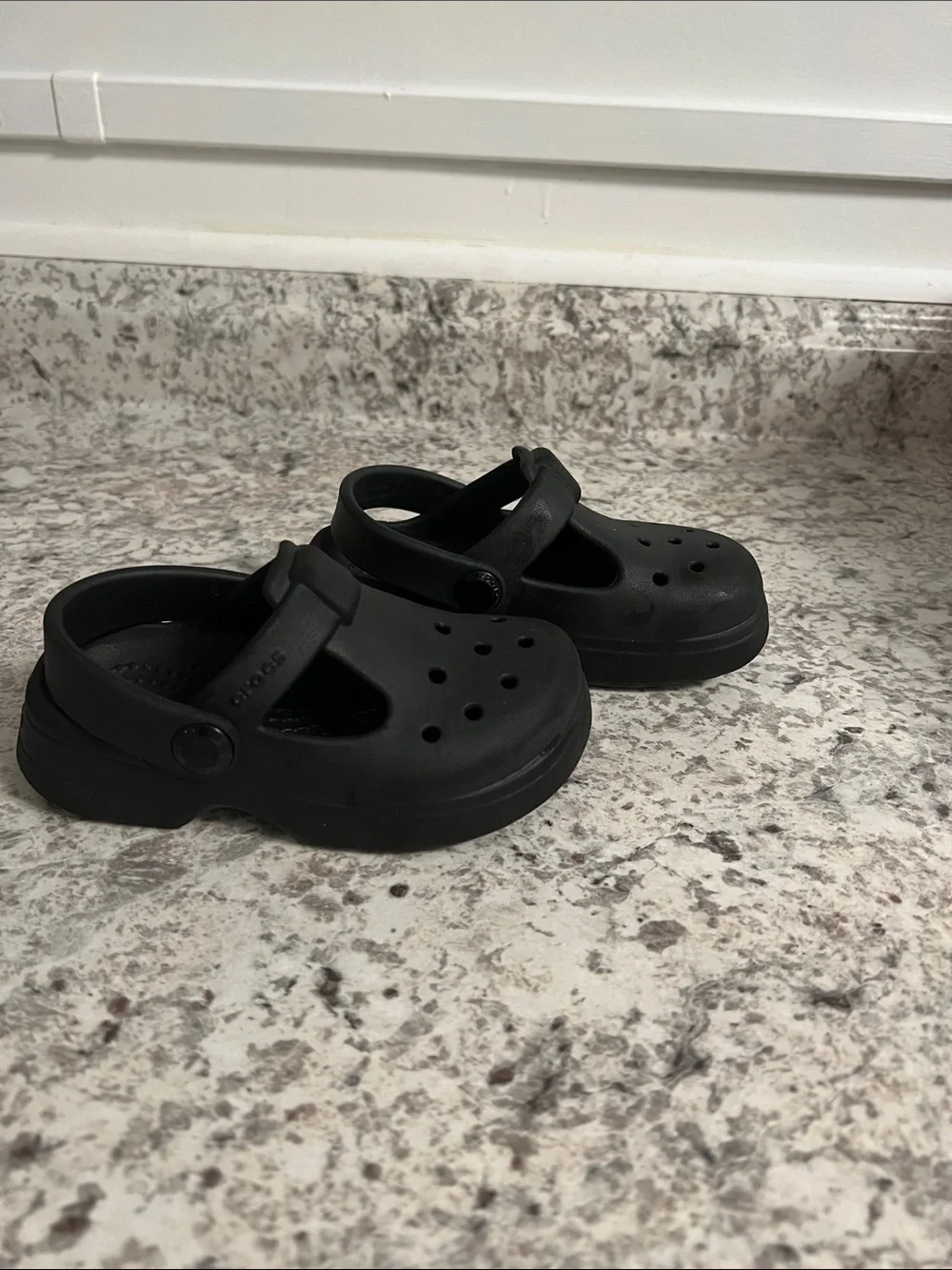 CROCS Kids Black Mary Jane Clog Sandals